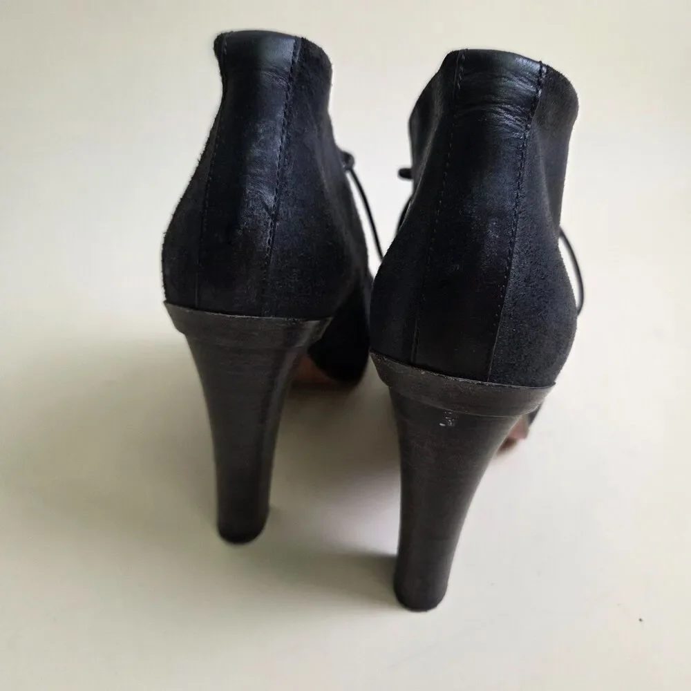 Rag & Bone Suede Lace-Up Ankle Booties Black Size 37